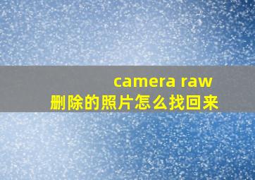 camera raw删除的照片怎么找回来